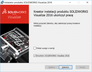 SOLIDWORKS Visualize download i instalacja - visualize zakończenie instalacji